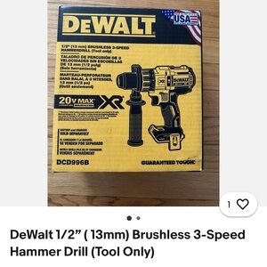 DeWalt Yellow Brushless 3-Speed Hammer Drill